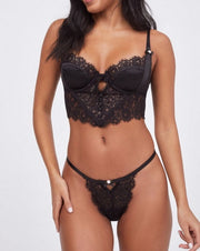 Isla Lace & Satin Bustier Private Set - Black